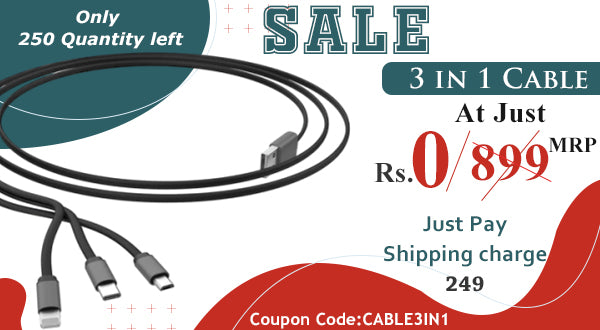 Corseca 3-in-1 Cable at Rs 0