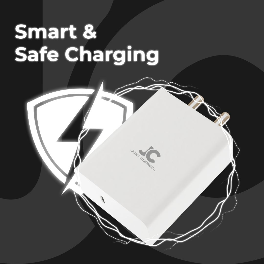 JUST CORSECA JST974 SSPEED PD120W Travel Charger | 120W Super Fast Charging with USB-C to USB-C Cable | Multi-Protocol Support (Flash 120W, Super VOOC, QC 3.0, PD/PPS) | Over-Heat & Over-Charge Protection