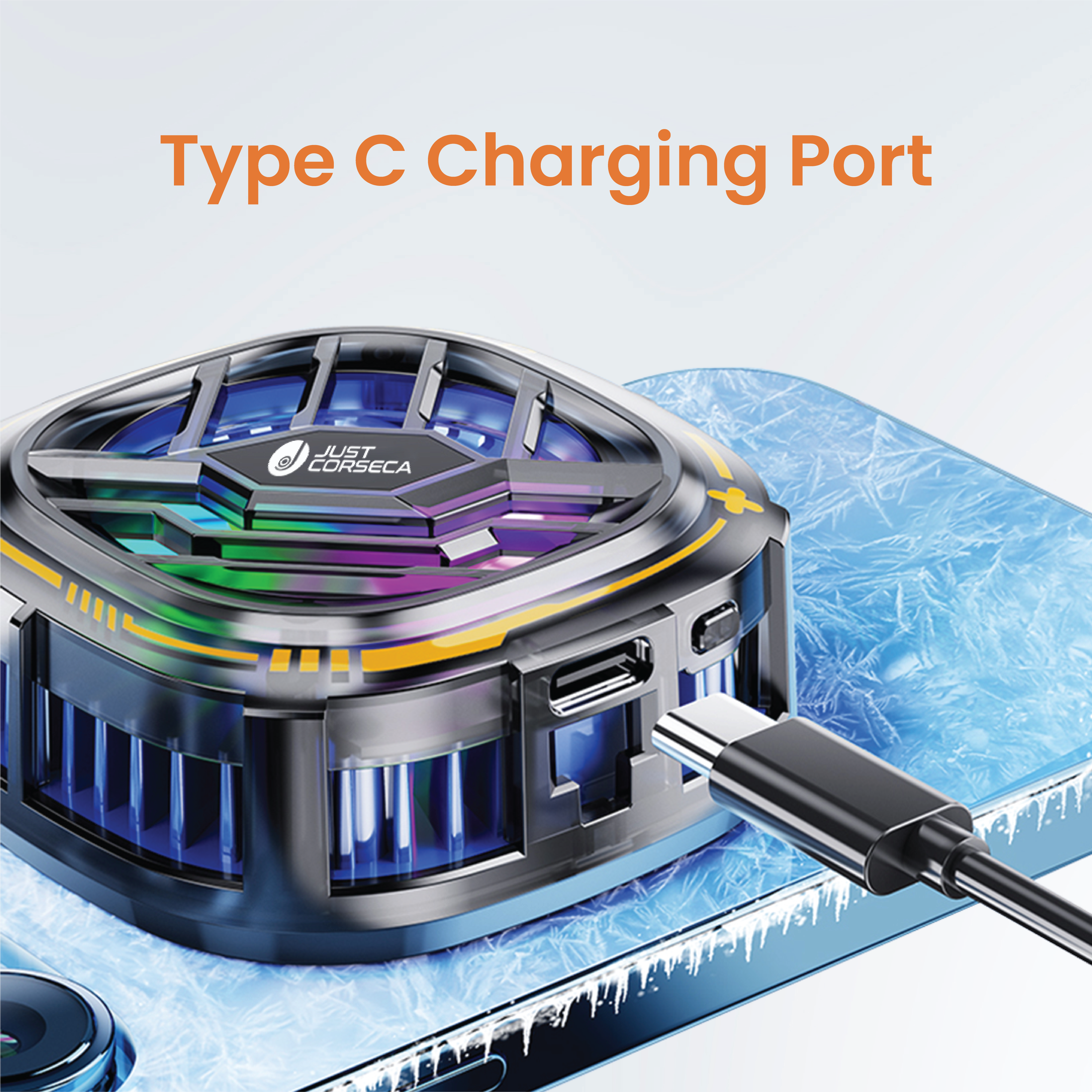 JUST CORSECA JST804 SOLASTIC PRO X76 Mobile Phone Cooler | Cools Up to 6°C for Enhanced Gaming & Productivity | Ultra-Quiet Operation | Thermal Cooling Technology | Adjustable Cooling Modes & Charging Function