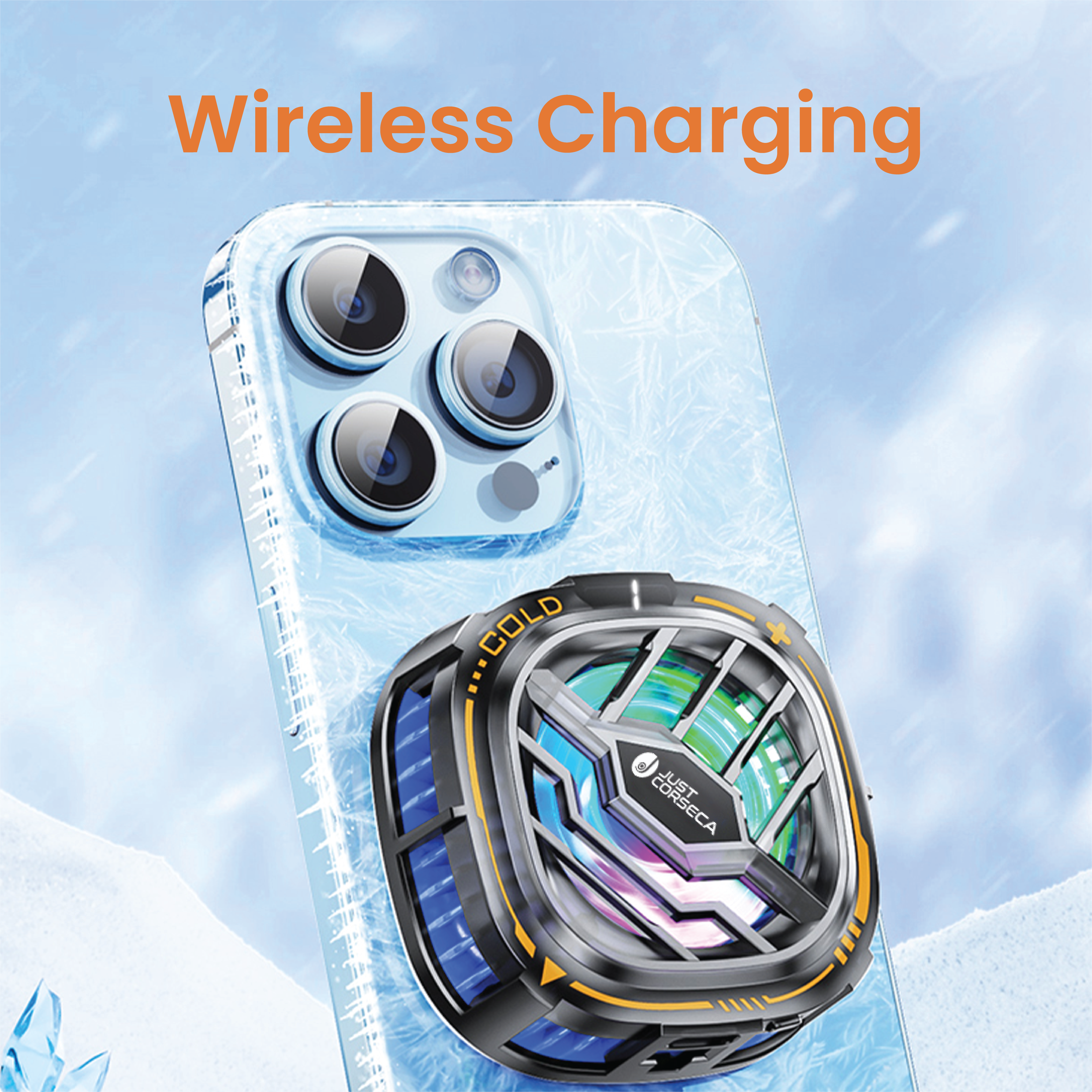 JUST CORSECA JST804 SOLASTIC PRO X76 Mobile Phone Cooler | Cools Up to 6°C for Enhanced Gaming & Productivity | Ultra-Quiet Operation | Thermal Cooling Technology | Adjustable Cooling Modes & Charging Function
