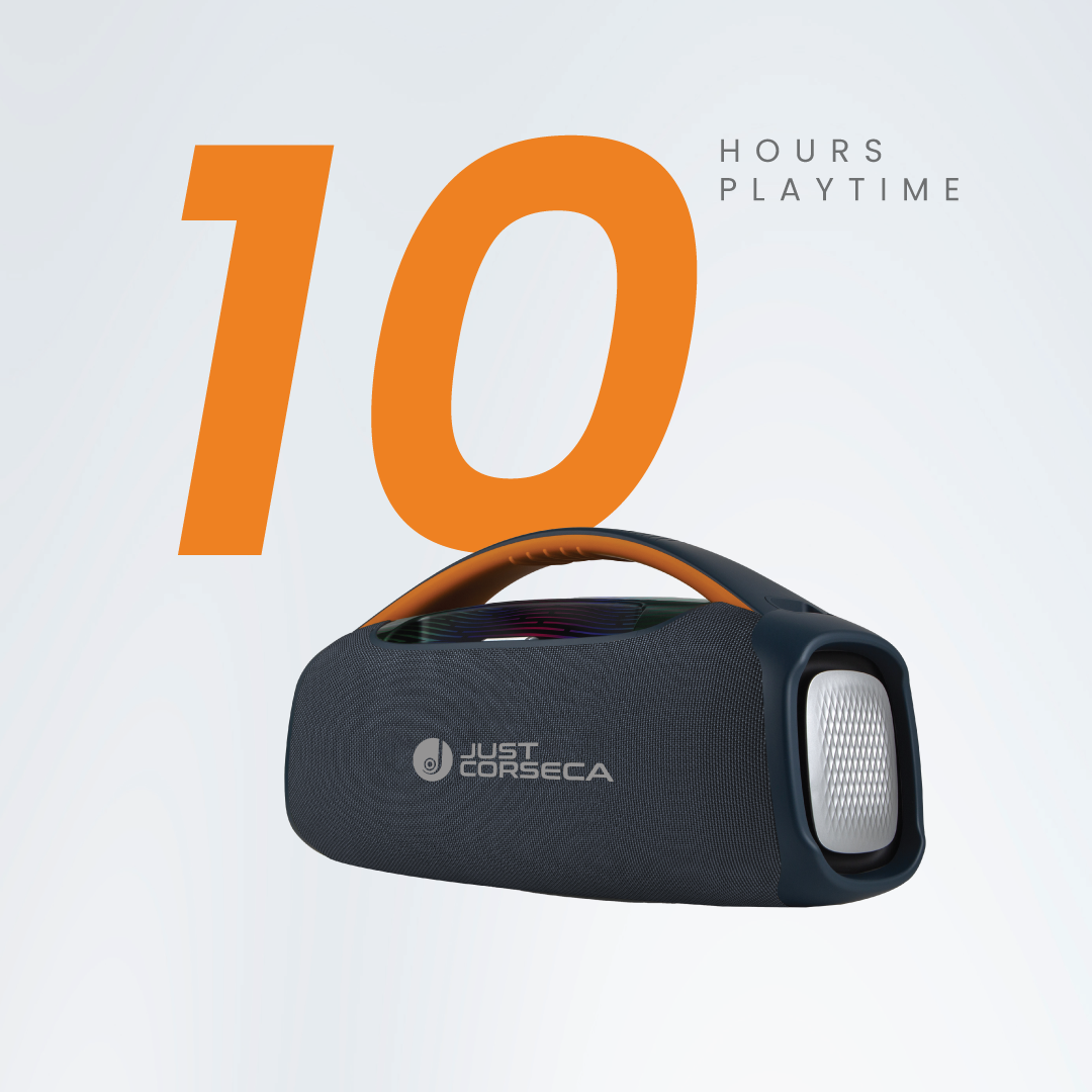 JUST CORSECA SUPERBOOM 200W Bluetooth Portable Speaker | Wireless Microphone | 15,000mAh Battery | 10H Playtime | TWS, USB, TF, Aux Connectivity | 6.5mm Wired Mic Port