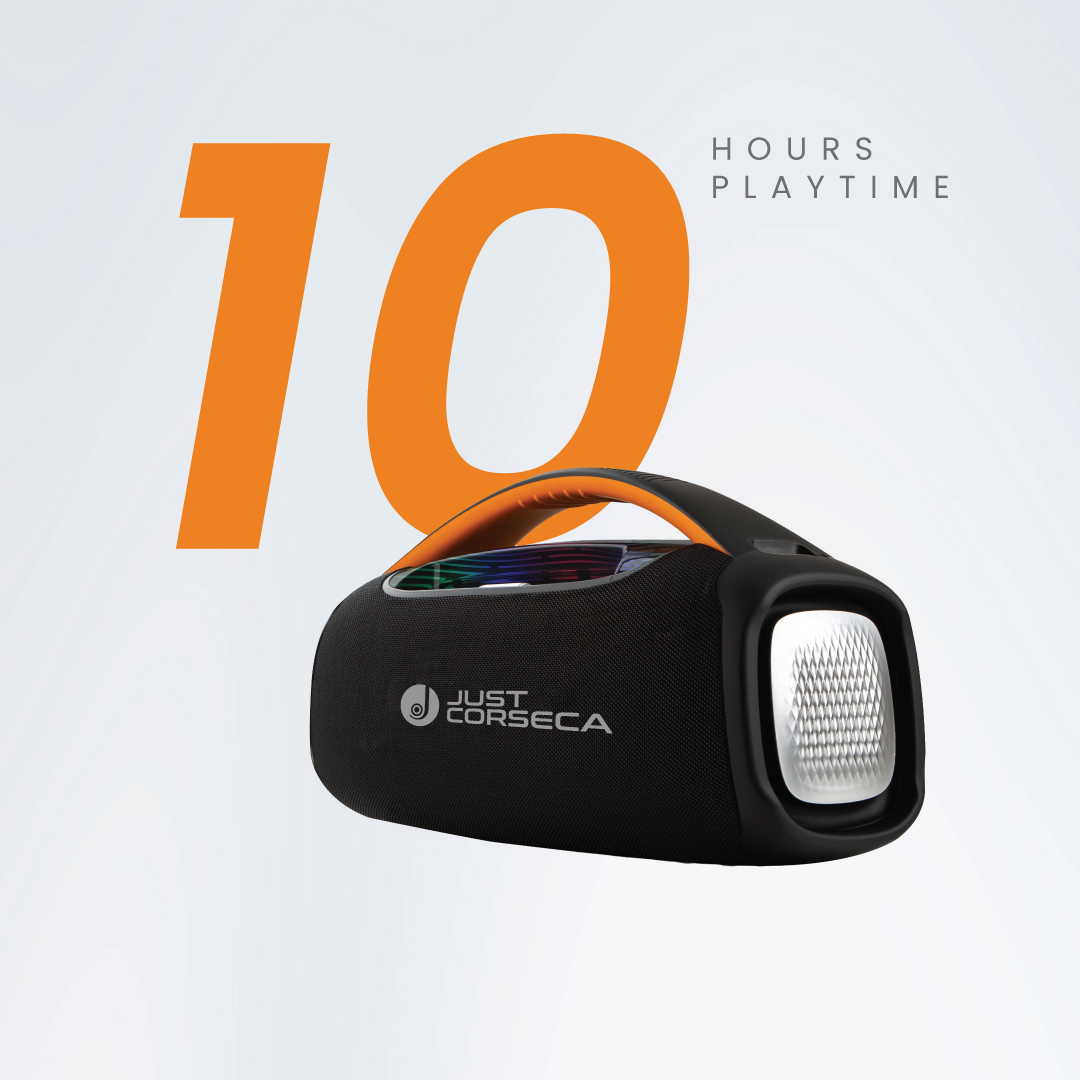 JUST CORSECA SUPERBOOM 200W Bluetooth Portable Speaker | Wireless Microphone | 15,000mAh Battery | 10H Playtime | TWS, USB, TF, Aux Connectivity | 6.5mm Wired Mic Port