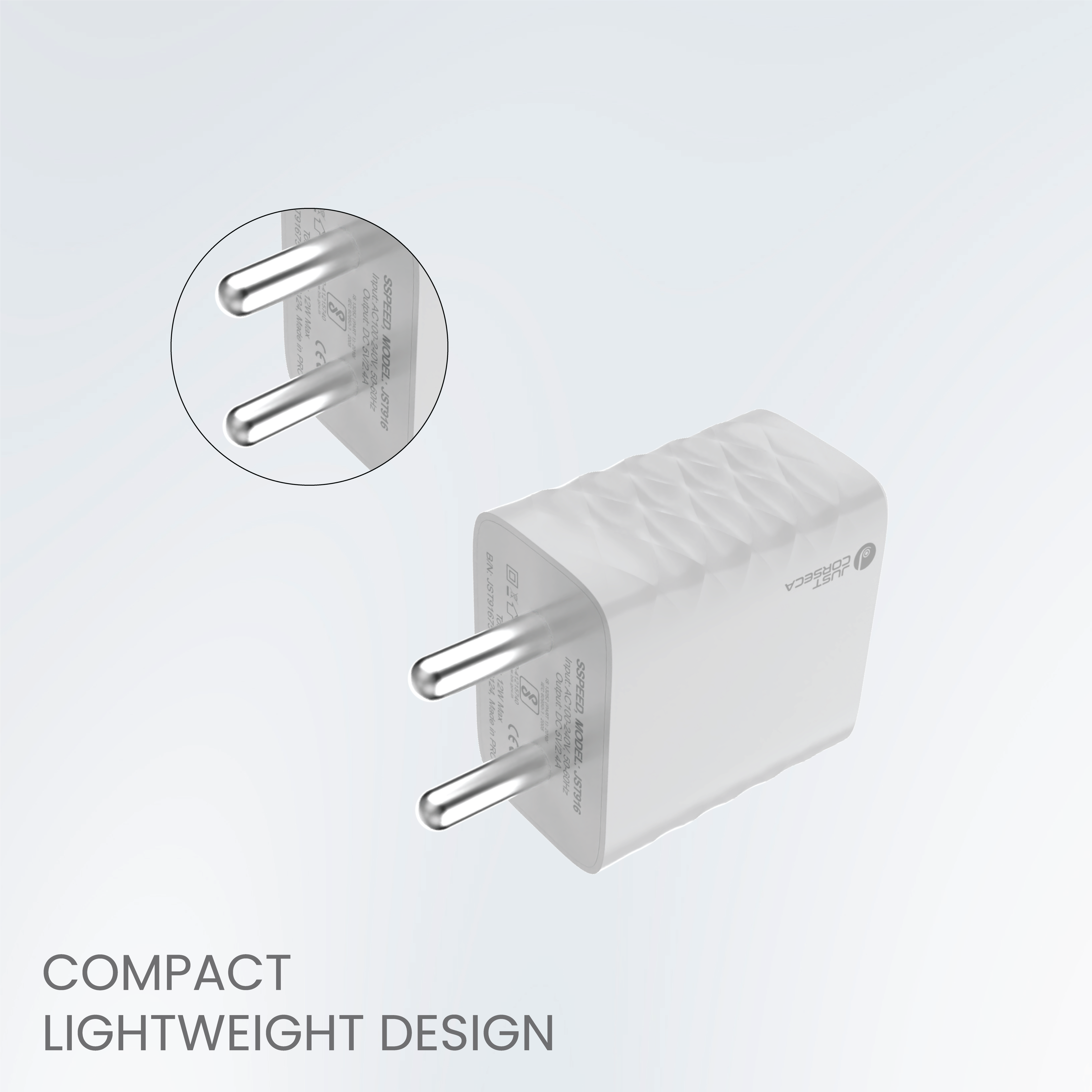 JUST CORSECA SSPEED JST916 Portable Charger | Dual USB-A & Type-C Ports | 12W Fast Charging | Smart IC Technology | Overheat, Short Circuit, Overcharge Protection | Global Compatibility