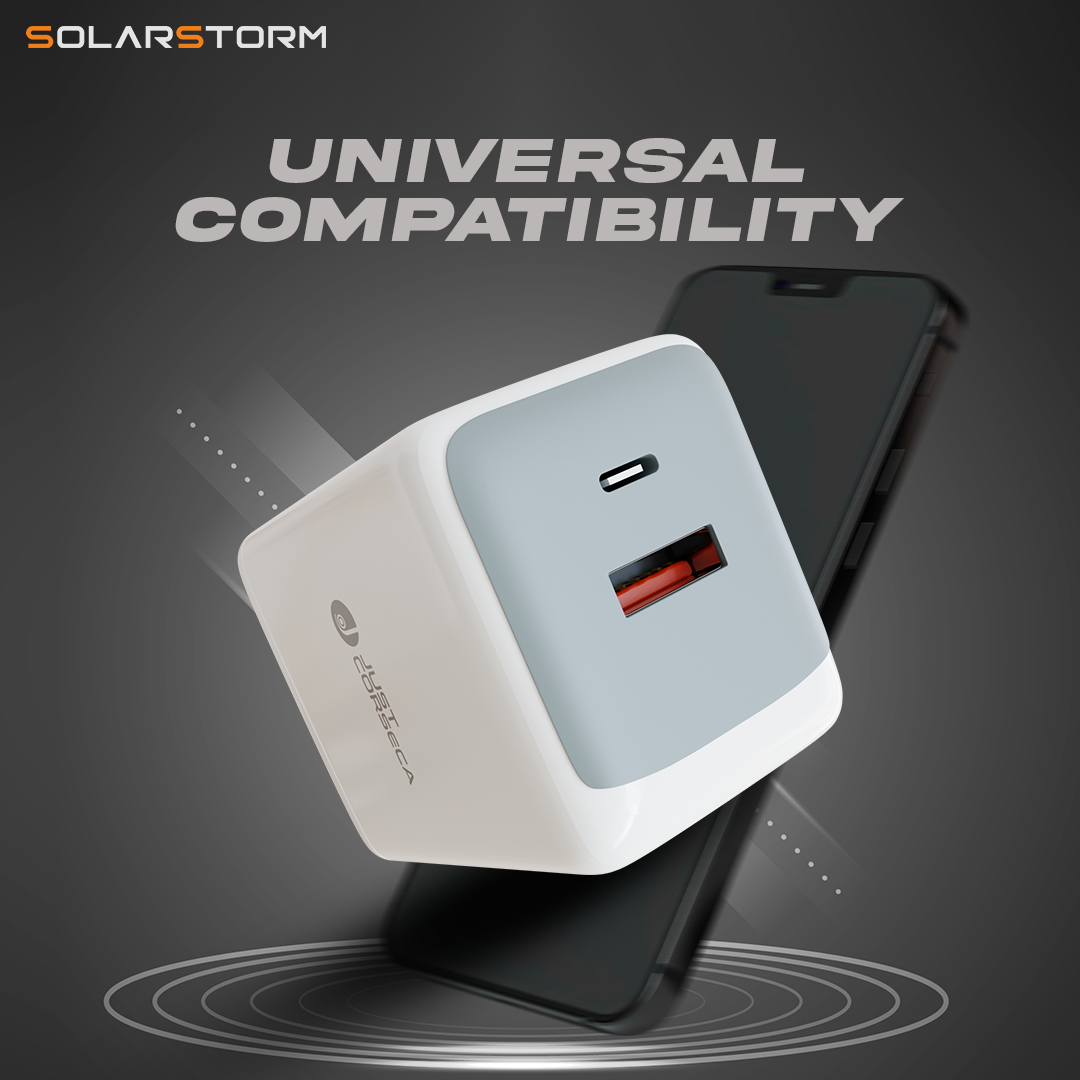 JUST CORSECA Solarstorm JST910 20W Fast Charging Adapter| Fast, Smart & Universal Charging Solution