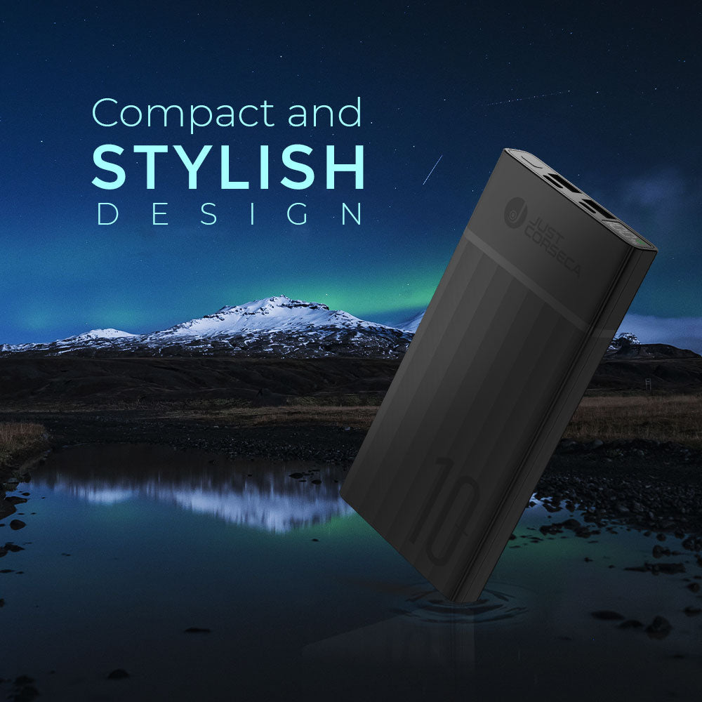 JUST CORSECA SKYVOLT JST502 Power Bank | 10,000mAh, 22.5W Fast Charging | LED Display | Dual USB-A & Type-C Ports | Compact & Stylish Design | Li-Polymer Battery | Multi-layer Protection