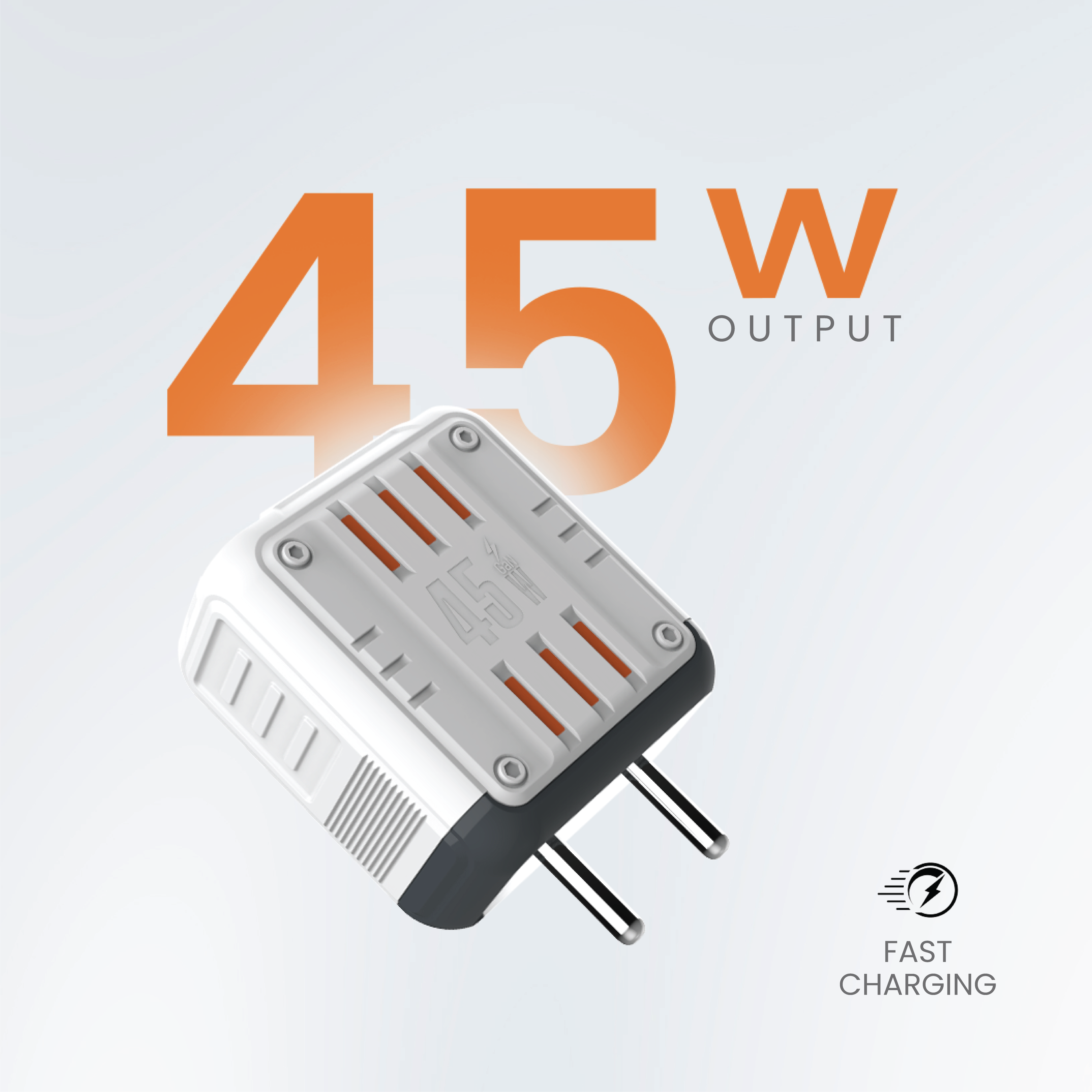 JUST CORSECA STORM JST922 PD45W Travel Charger | Dual USB Type-C Ports | Fast Charging for Smartphones & Laptops | 45W Max Output | Overheat, Short Circuit, Overcharge Protection | Global Compatibility (AC 100-240V Input)