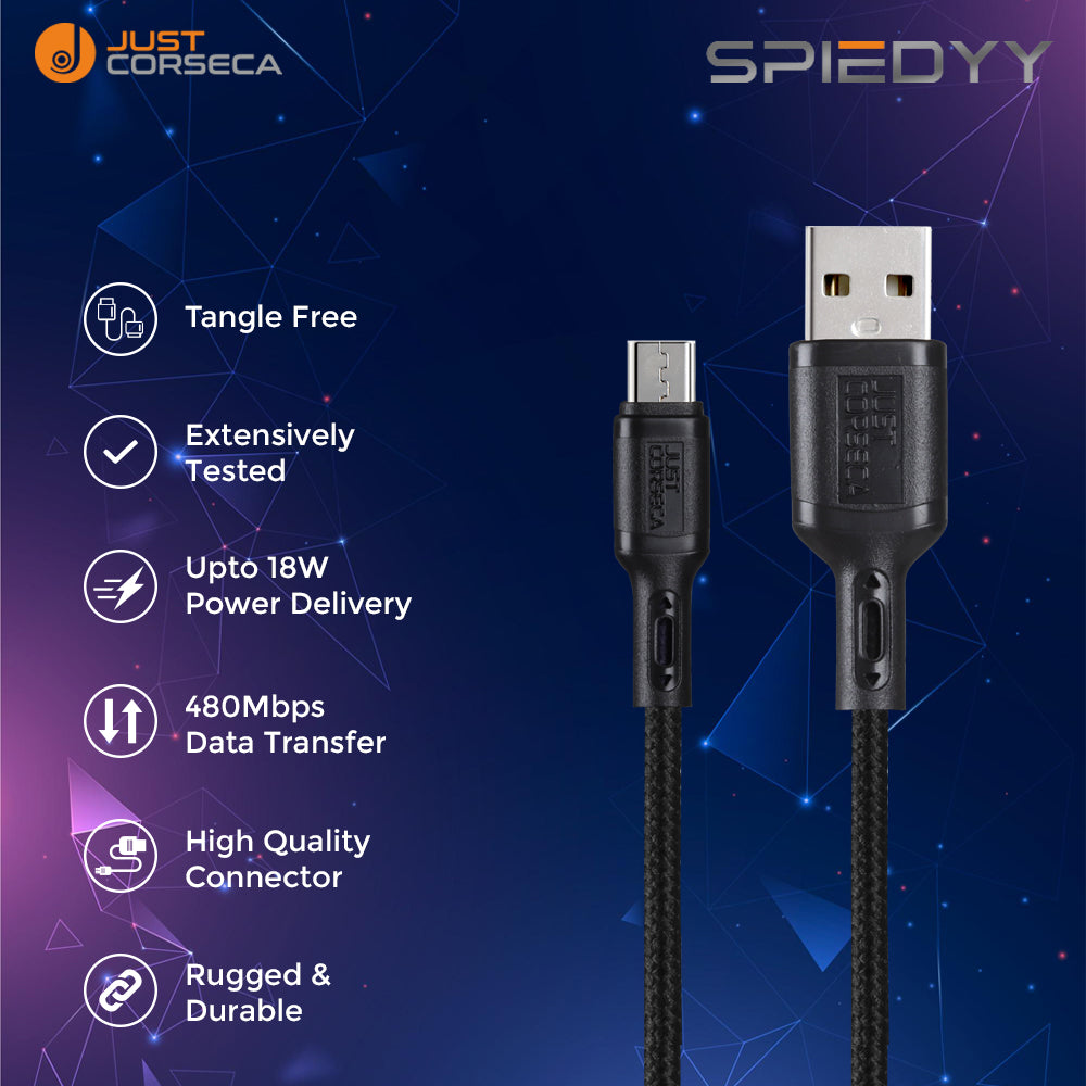 Spiedyy USB to MICRO 1.2Mtr Long Cable