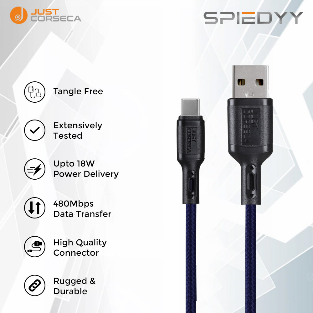 Spiedyy USB to TYPE-C 1.2Mtr Long Cable