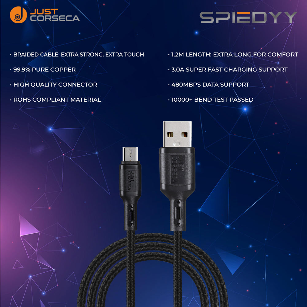 Spiedyy USB to MICRO 1.2Mtr Long Cable